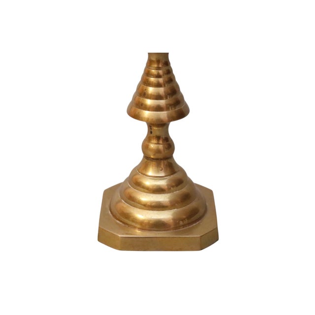 Brass Beehive Candlestick Holders, a Pair For Sale - Image 4 of 4