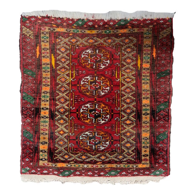 1960s, Handmade Vintage Afghan Ersari Mat 1.5' X 1.6' For Sale