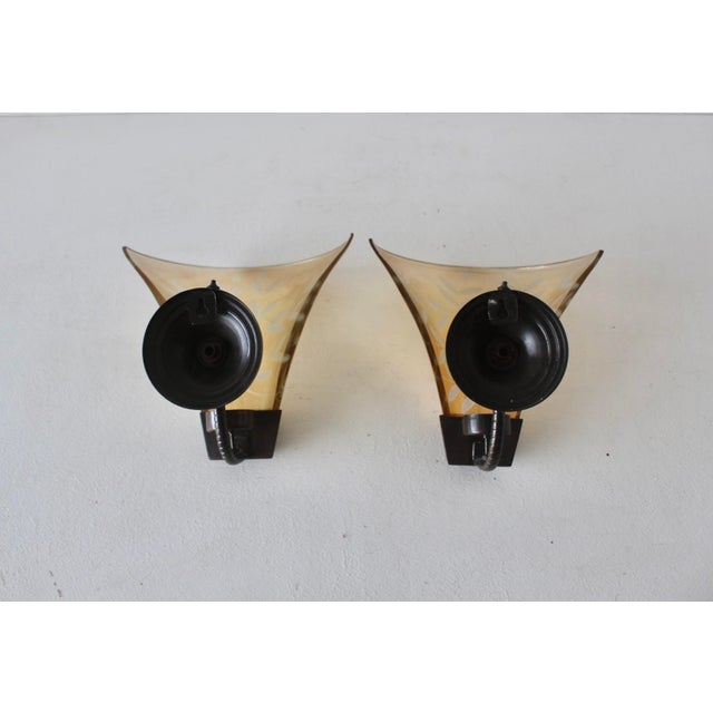 Metal Late 20th Century Mauri Almari Style Champagne Glass Bronze Finish Tea Candle Wall Sconces-a Pair For Sale - Image 7 of 15