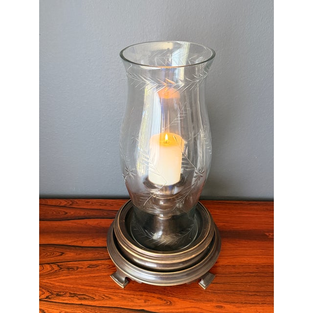 1970s Patinated Brass Hurricane Candle Holder by Chapman For Sale In Los Angeles - Image 6 of 12