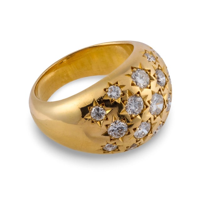1970s Vintage French 1.50 Carat Diamond 18k Yellow Gold Ring, Size 6 For Sale - Image 5 of 6