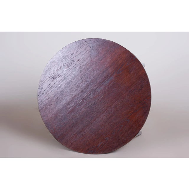 Bauhaus Round Oak Side Table attributed to Vichr & Co, 1930s For Sale - Image 6 of 10
