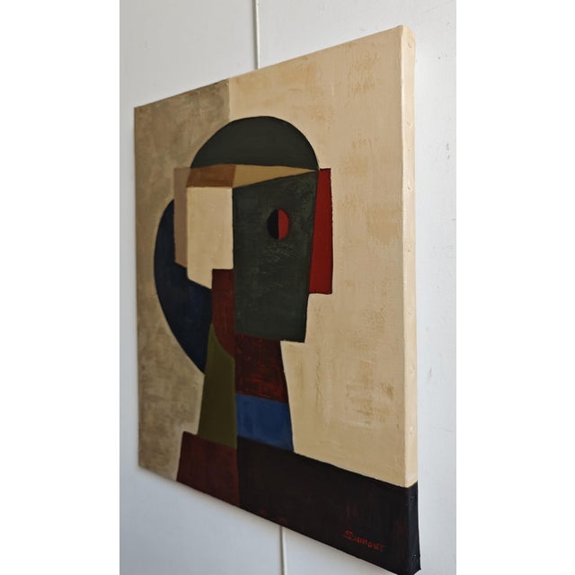 Contemporary Le Veilleur, Original Contemporary Geometric Oil Painting by Sophie Dumont For Sale - Image 3 of 10