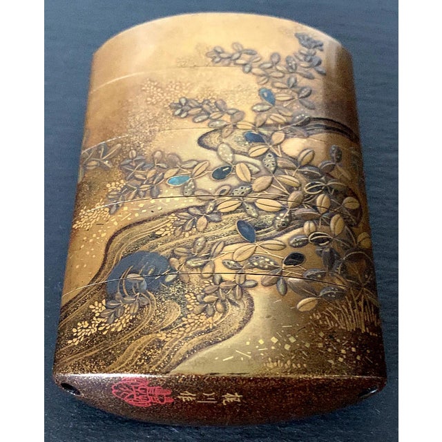 A Japanese four-case lacquer inro by a member of Kajikawa family circa 19th century (late Edo to early Meiji period). It...