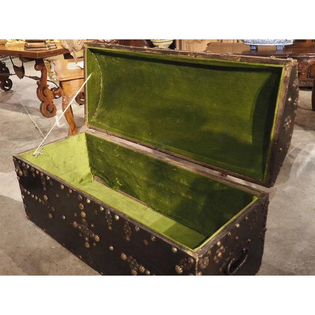 18th Century 18th Century Spanish Leather Trunk With Large Studded Nailhead Decoration For Sale - Image 5 of 13