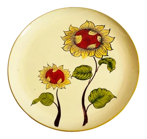 Large Vintage Lacquerware Sunflower Tray