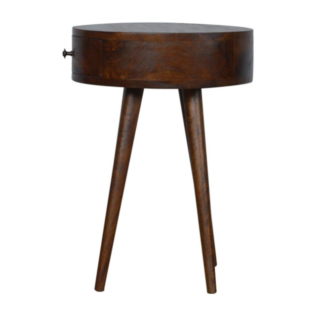 Wood Circular Solid Wood Table With Polished Finish For Sale - Image 7 of 8