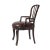 A mahogany dining armchair, the shaped waisted back with serpentine uprights above an upholstered seat, on elegant moulded...
