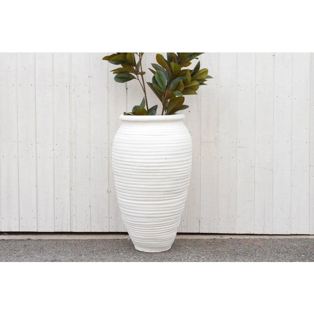White Tall Terracotta White Planter For Sale - Image 8 of 9