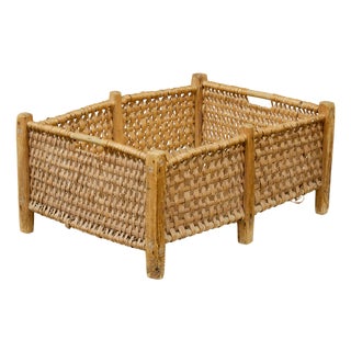 Antique Scandinavian Handmade Woven Basket, 1890 For Sale