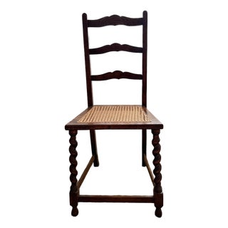 Antique Jacobean-Style Barley Twist Side Chair With Cane Seat For Sale