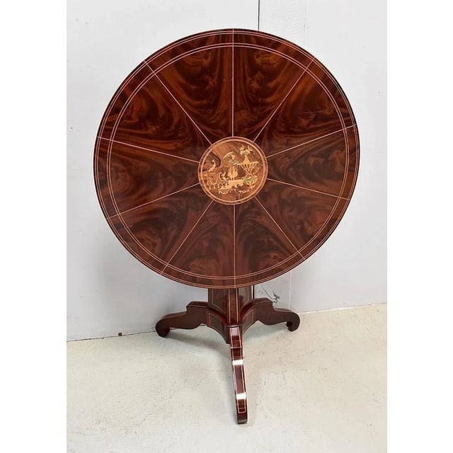 19th Century Charles X Pedestal Table in Mahogany Bramble Veneer & Marquetry For Sale - Image 17 of 18