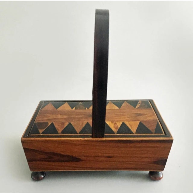Tunbridgeware Rosewood Sewing Box with Hoop Handle For Sale In Boston - Image 6 of 11