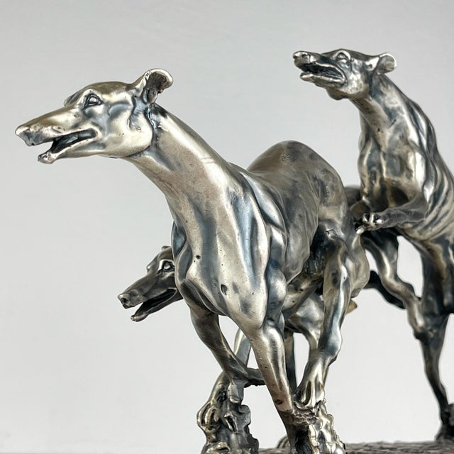 Mid-Century Modern Vintage Silver Sculpture of Racing Greyhounds by Angelo Schiavon, Italy, 1950s For Sale - Image 3 of 15