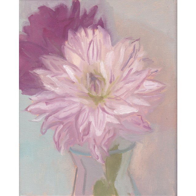 Original Oil Painted "Striped Dahlia" by Michelle Farro For Sale In Philadelphia - Image 6 of 6