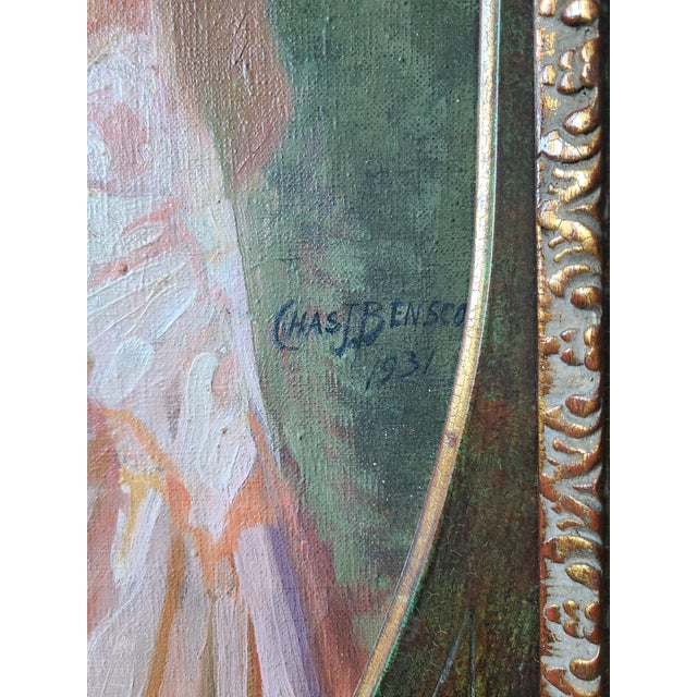 Charles J. Bensco Antique 1930's Oil Painting Portrait of a Los Angeles Woman For Sale - Image 10 of 16