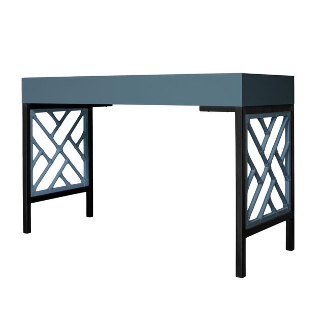 Chippendale Writing Desk - Regatta Blue For Sale In West Palm - Image 6 of 9