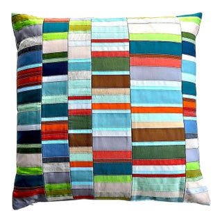 Vintage Grosgrain and Linen 22" Pillow by Dransfield & Ross For Sale