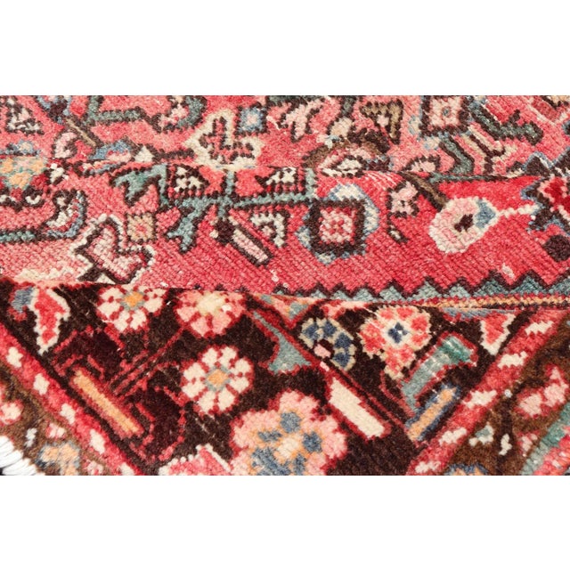 Mid 20th Century Semi Antique Persian Distressed Hamadan Gallery Rug With Medallion Design For Sale - Image 5 of 12