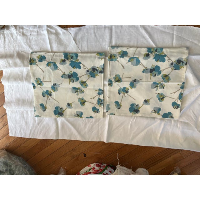 Calming Blue Flower Pillow For Sale In New York - Image 6 of 6