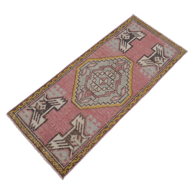 1970s Hand Knotted Door Mat, Entry Decor, Bath Mat, Kitchen Decor, Small Rug, Turkish Rug , Laundry Room Decor - 1'7" X 3'71" For Sale - Image 4 of 16