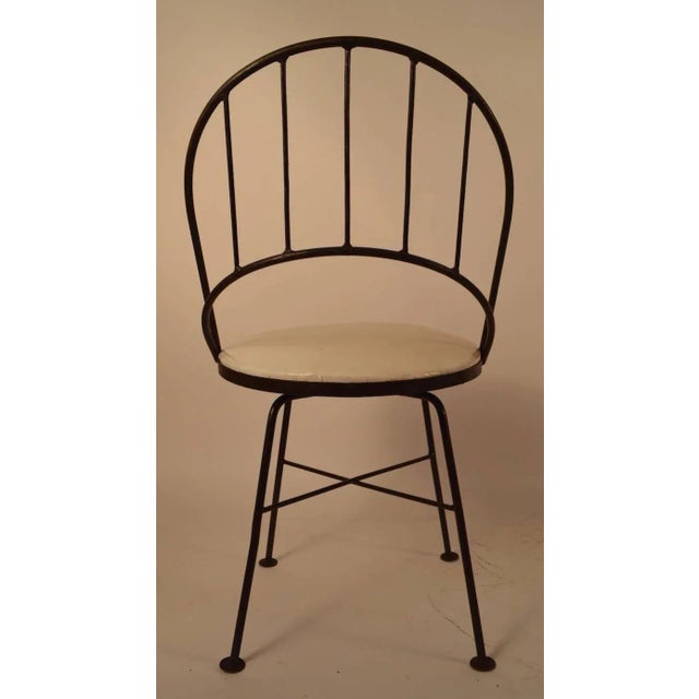 Mid-Century Modern Set of Four Wrought Iron Swivel Chairs For Sale - Image 3 of 6