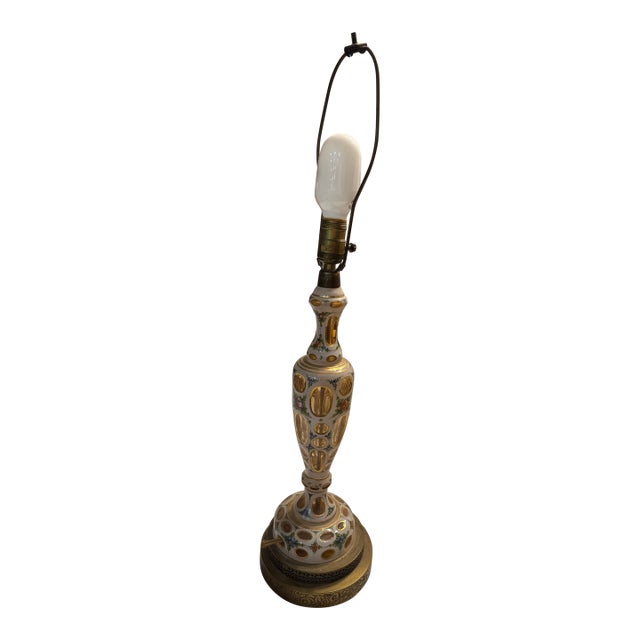 Vintage Bohemian Cased Glass a White Glass Overlay Cut Back to Reveal an Inner Layer of Clear or Colored Glass. For Sale