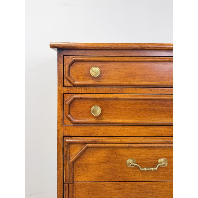 Mid 20th Century Mid 20th Century Ficks Reed Faux Bamboo Lingerie Chest Eight Drawers Brass Hollywood Regency For Sale - Image 5 of 11