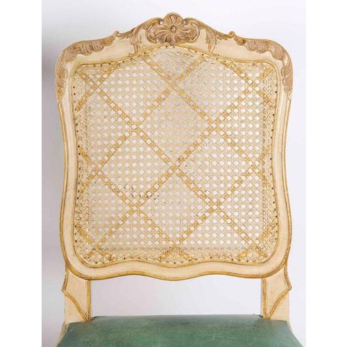 20th Century Louis XV Carved and Lacquered Wooden Chairs, Set of 6 For Sale - Image 6 of 12