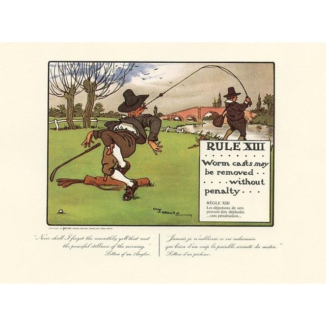 This original print is from a folio of whimsical Golf illustrations by the English artist Charles Crombie (1880-1967)....