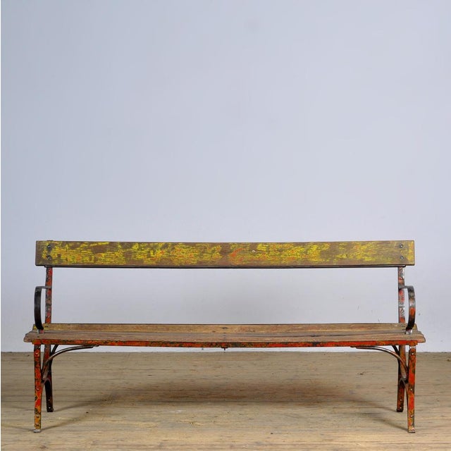 Riveted Iron Park Bench, 1920s For Sale - Image 4 of 16