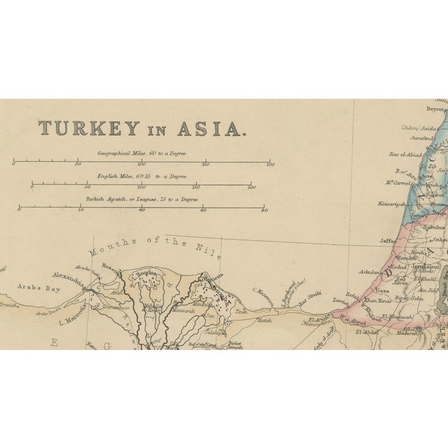 Traditional Antique Map of Turkey in Asia, 1860s For Sale - Image 3 of 13