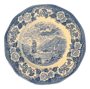 Mid 20th Century Royal Warwick Lochs of Scotland Blue & White Decorative Plate