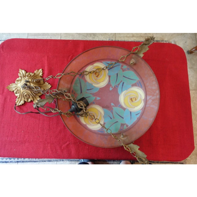 1920s Vintage Art Deco Glass Pendant Light by Loys Lucha, 1920s For Sale - Image 5 of 7