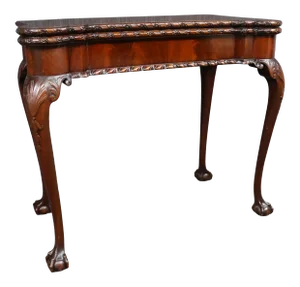 Custom Chippendale Carved Mahogany Game Table
