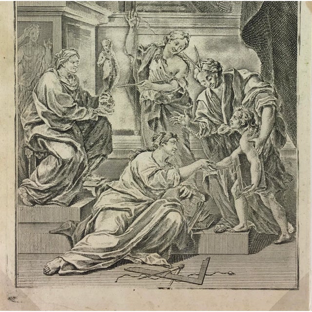 Realism Antique The Art Muses Copper Engraving For Sale - Image 3 of 5