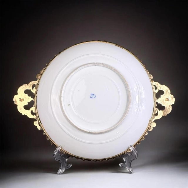Large Royal Vienna Style Porcelain Portrait Plate in Gilt Metal Frame For Sale - Image 11 of 14