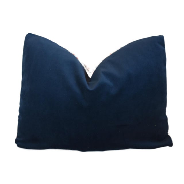 2020s Designer Maresca Textiles Pisa Blue & Red Feather/Down Pillow For Sale - Image 5 of 6