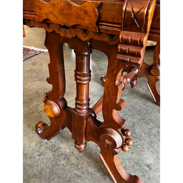 Mid 19th Century Walnut Marble Top Heavy Base Parlor Table For Sale In Atlanta - Image 6 of 7