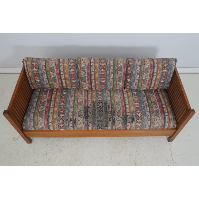 Mission Stickley Mission Oak Upholstered Sofa Settee For Sale - Image 3 of 18