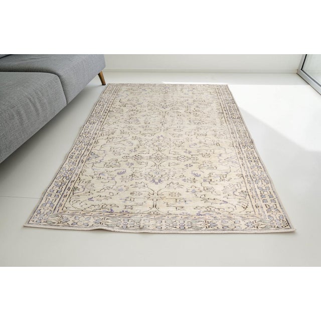 Greige Authentic Vintage Turkish Carpet, Pale Neutral Organic Rug For Sale - Image 8 of 10