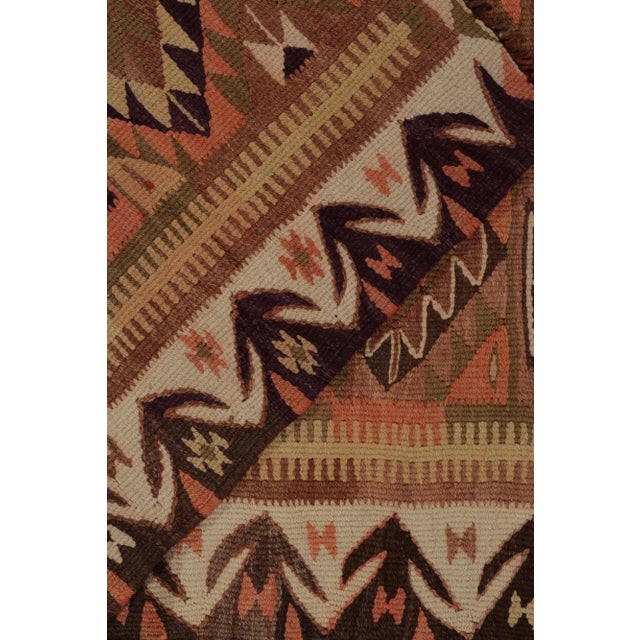 Vintage Tribal Kilim Runner in Beige-Brown, Green and Red Geometric Patterns For Sale In New York - Image 6 of 7