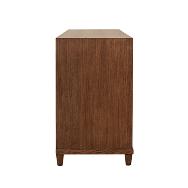 Wood Matthew Izzo Home Pascal Provincial Brown Oak Three Drawer Chest With Brass Accents For Sale - Image 7 of 9