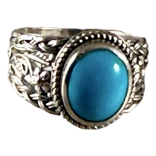 Sterling Turquoise Band Ring Sz 7 New ! For Sale