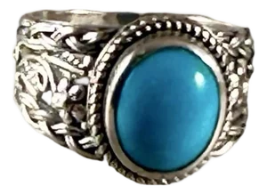 Sterling Turquoise Band Ring Sz 7 New !