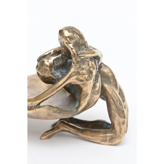 Art Deco Vintage Signed Victor Zaikine Bronze Sculpture Erotic Lovers Embrace Series 60's For Sale - Image 3 of 10