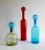 Glass Large Mid-Century Modern Style Red, Blue and Green Murano Glass Bottles, Set of 3 For Sale - Image 7 of 8