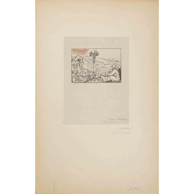 Landscape is an original woodcut, realized by Jacques Bethand in the early 20th Century. Good conditions. The artwork is...