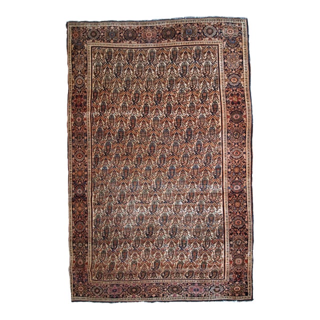 1900s, Handmade Antique Persian Farahan Rug 4.2' X 6.3' For Sale