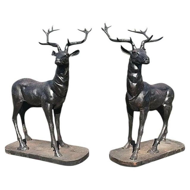 Metal Skyfall Cast Iron Stag Gate Sculptures, Set of 2 For Sale - Image 7 of 7